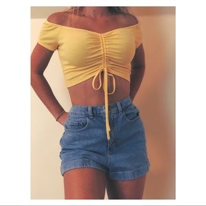 High waisted jean shorts